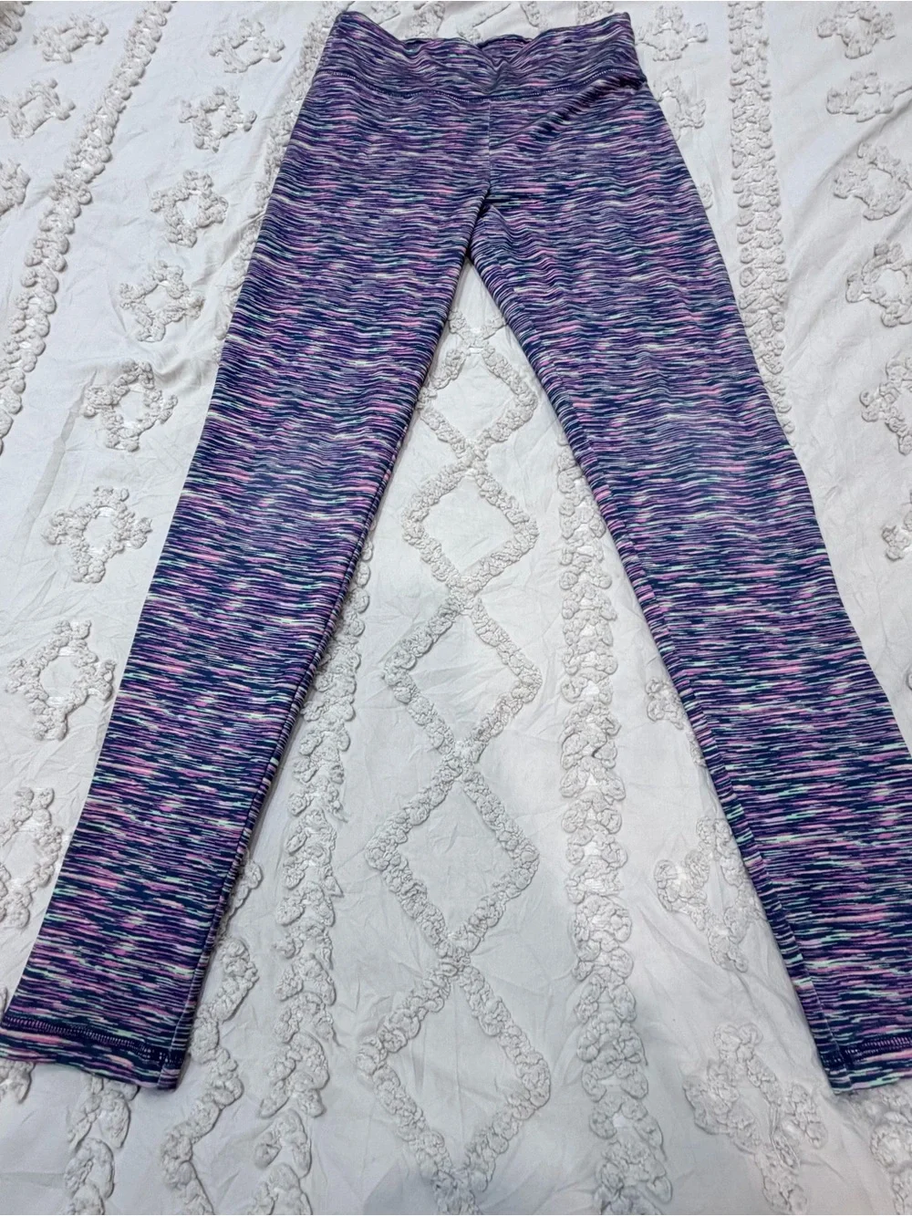 Justice Purple Space-Dye Leggings with Pink & Blue Streaks